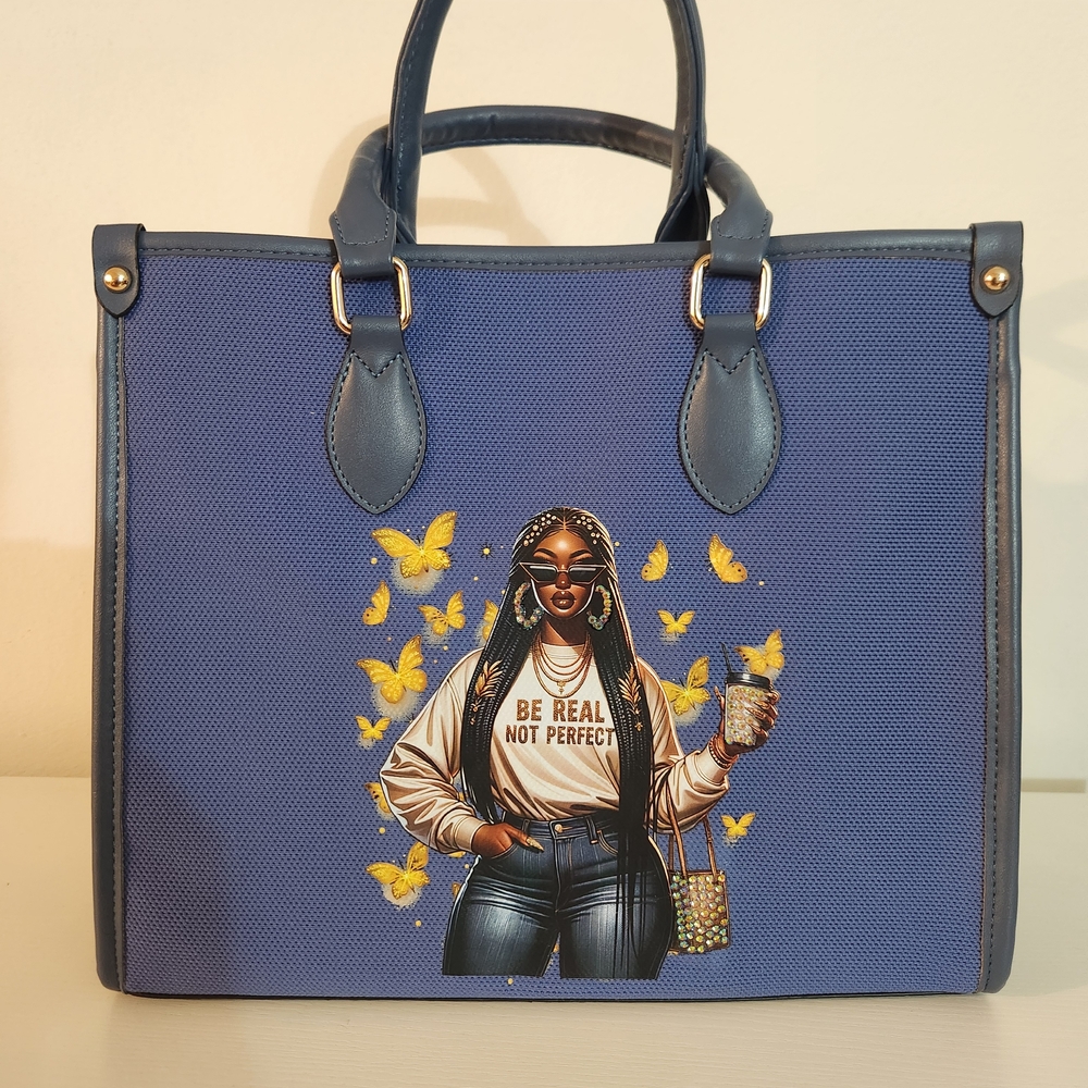 Chic Blue Graphic Tote Bag